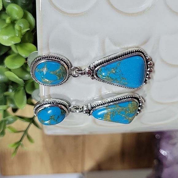 Copper Turquoise Style Drop Earrings - Picture 4 of 5